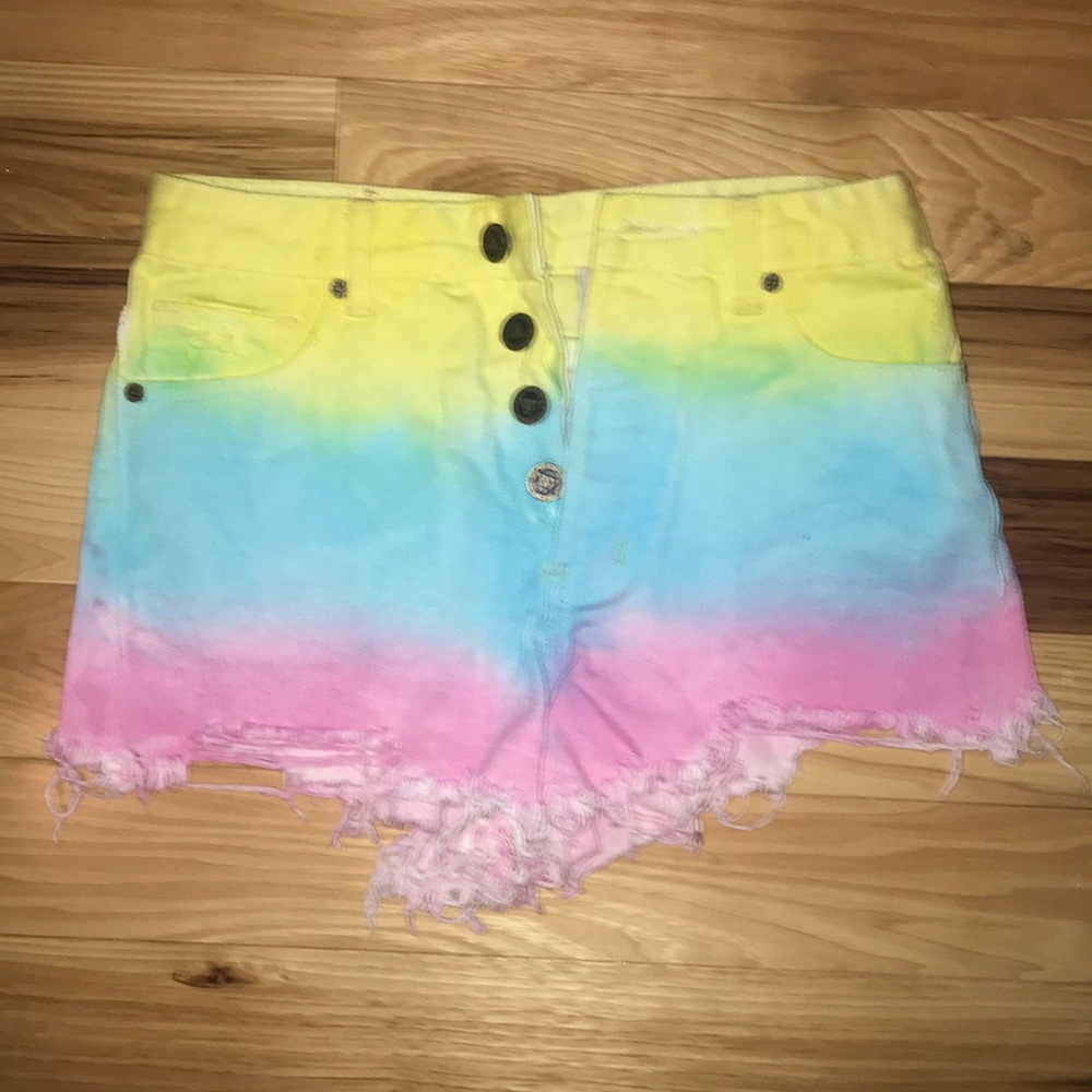 high rise denim tie-die shorts size 27